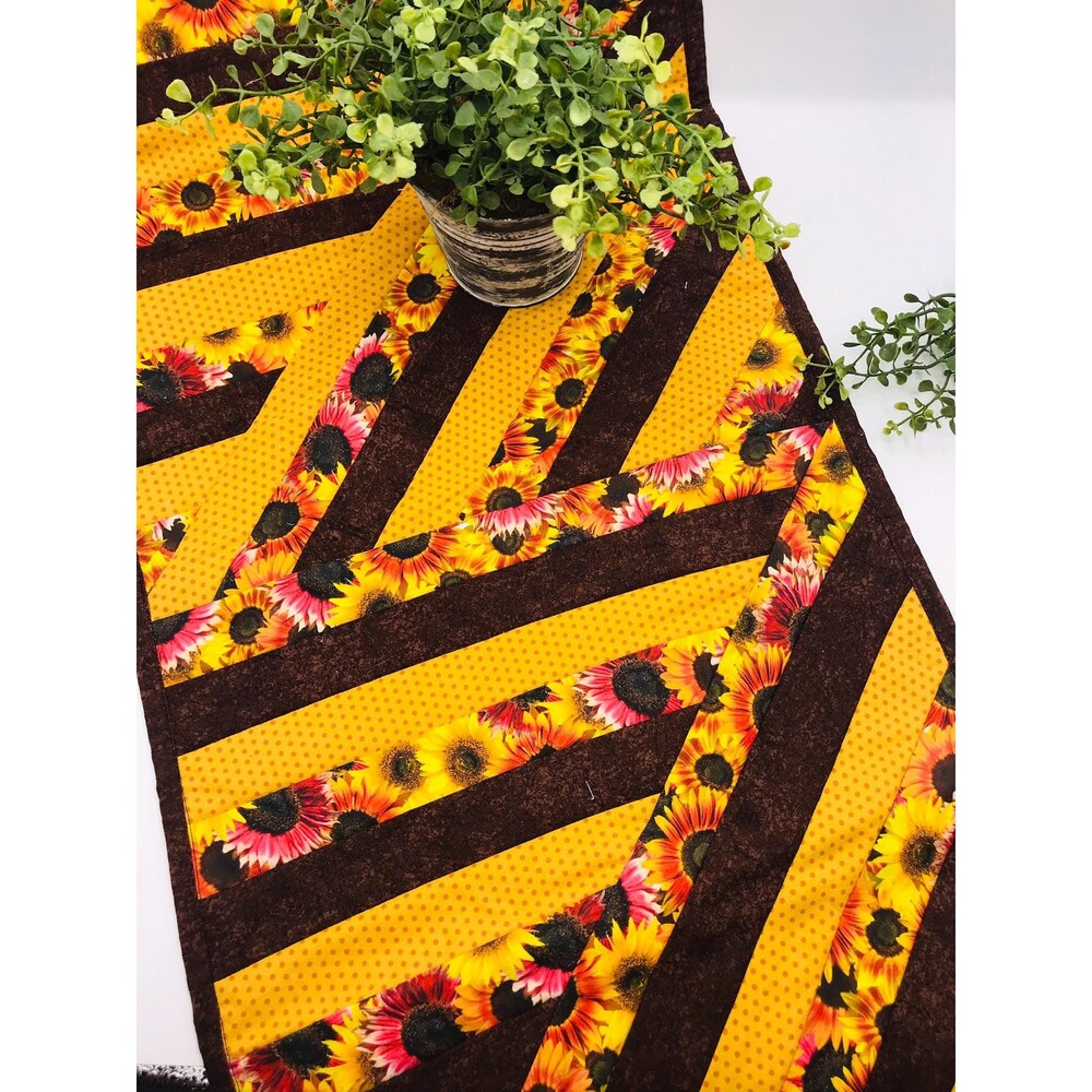 Handmade Quilted Table Runner Fall Autumn Florals, Cottage Core 44x15 Inches